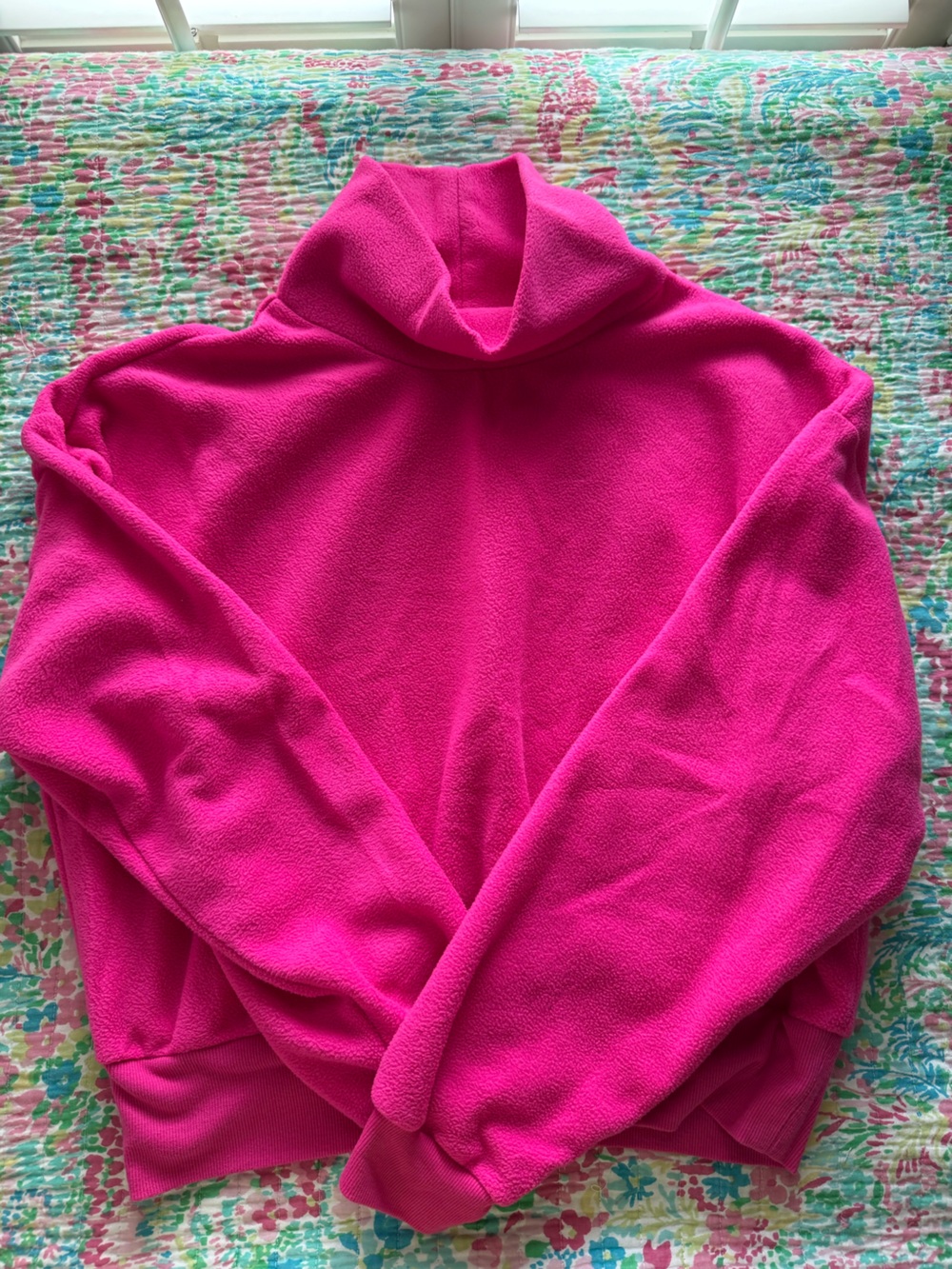 Cropped Hot Pink Fleece Mockneck